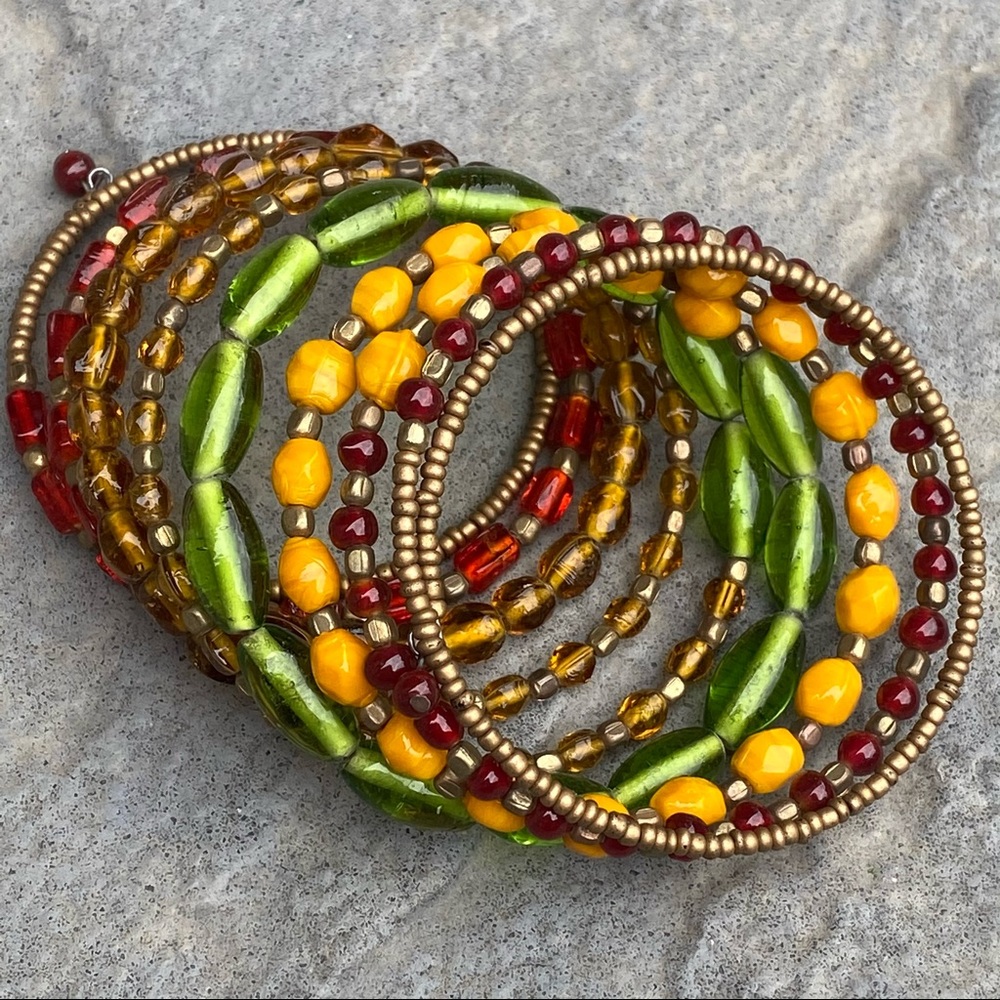 Multi Layer Bead Wrap Bracelet Boho Hippy Chic Gy… - image 4